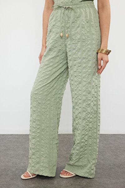 Trendyol Collection Mint Wrapped Woven Blouse-Pant Set Twoss24Au00132