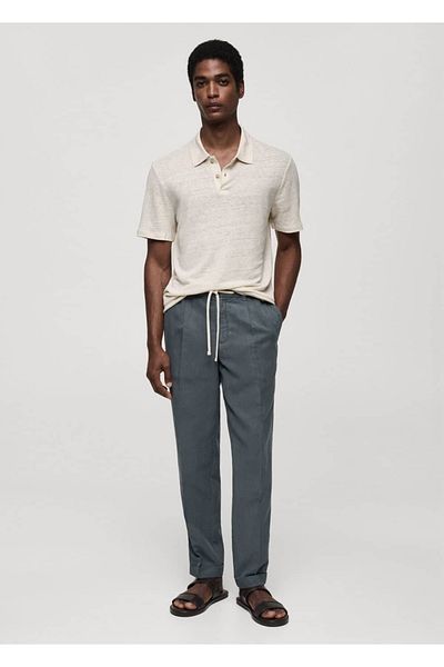 MANGO Man Koszulka polo o dopasowanym kroju, wykonana w 100% z lnu