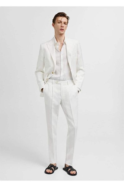 MANGO Man Kalhoty Slim Fit z bavlněného plátna