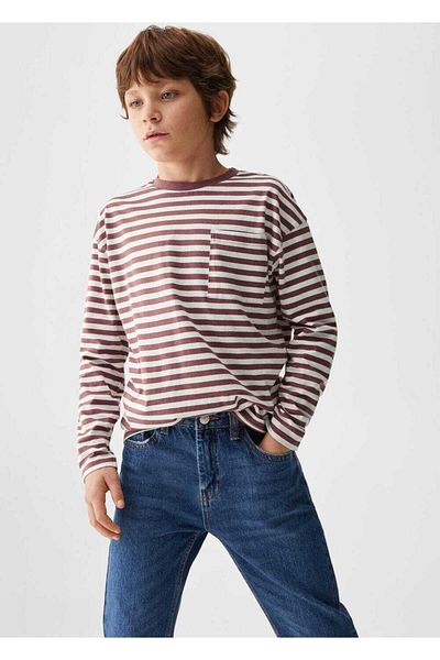 MANGO Kids Langärmliges, gestreiftes T-Shirt