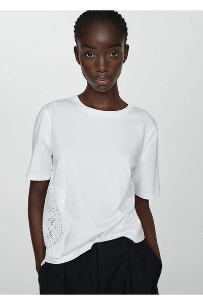 MANGO Woman Tricou cu detaliu brodat
