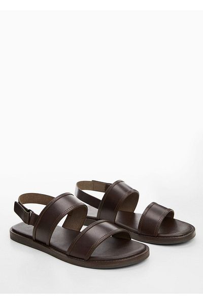 MANGO Man 100% Leather Banded Sandals