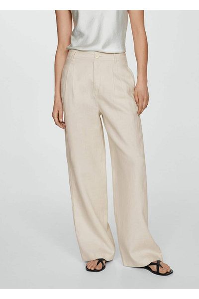 MANGO Woman 100% linen wideleg pants