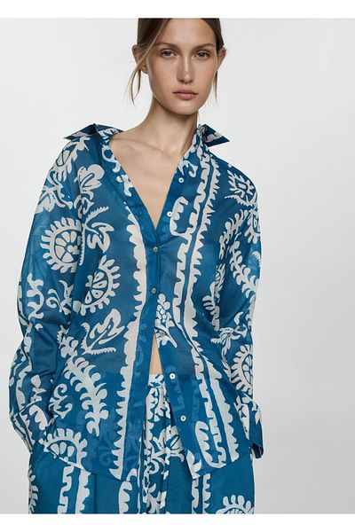MANGO Woman Camasa imprimata cu croiala larga