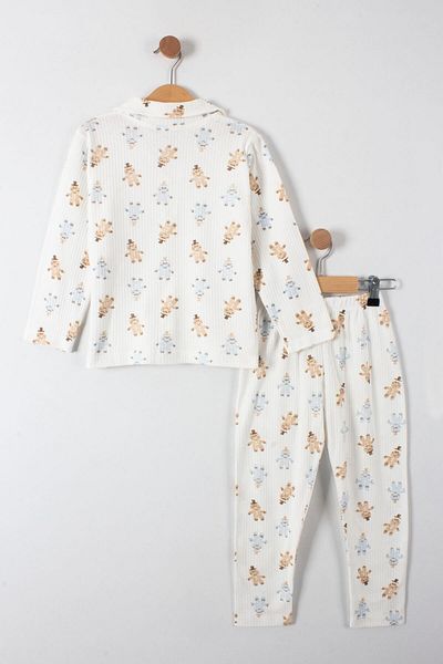 TRENDİMİZBİR Man Patterned Cookie Pajama Set - Button Detailed, 2 Pieces