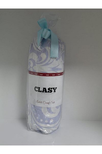 Clasy Blue Patterned Ranforce Elastic Single Sheet Set