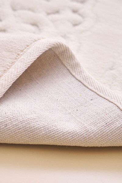 Madame Clean Home Σετ 2 βαμβακερών καθισμάτων τουαλέτας Lotus, Σετ πατάκι μπάνιου κρέμα