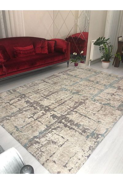Madame Clean Home Ελαστικό βελούδινο κάλυμμα χαλιού με μοντέρνο σχέδιο
