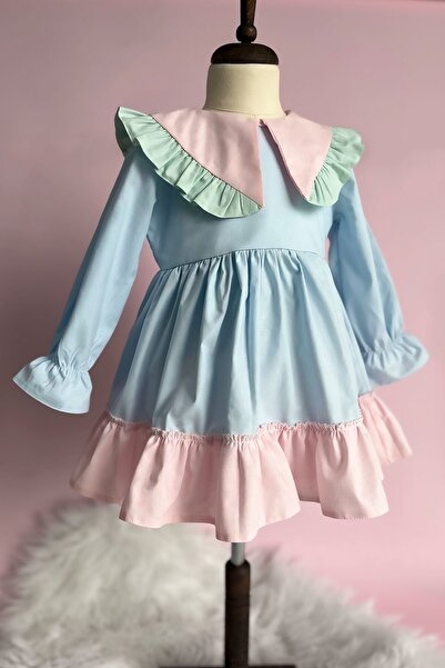 Bertuğ Bebek Fırfır Detaylı Çok Renkli Bebe Mavi Kız Çocuk Bebek Pamuk Tasarı...