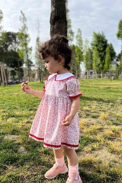 Bertuğ Bebek Rochie pentru fetiță, cu guler pentru bebeluși, cu detaliu din dantelă
