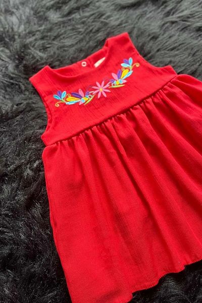 Bertuğ Bebek Rochie Brodat Fata Copil Scutec Sile Floare Rodie Culoare