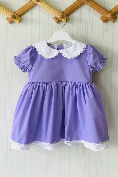 Bertuğ Bebek Dantela Detaliata Guler Bebeluş Liliac Rochie De Design Bebeluş Fetiţă