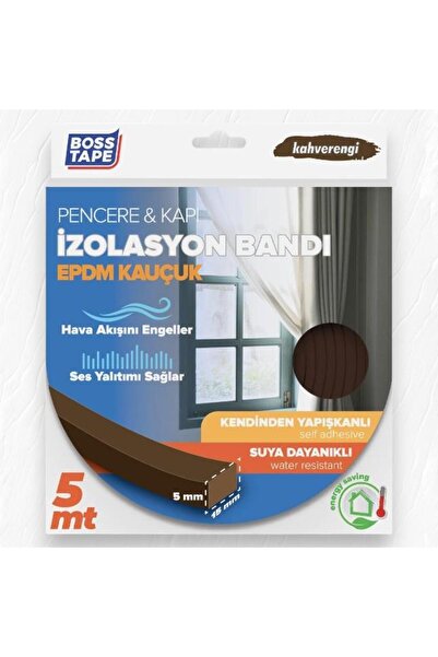 Boss Tape Bosstape EPDM Kauçuk Pencere Kapı İzolasyon Bandı 5mmX15mmX5mt Kahv...