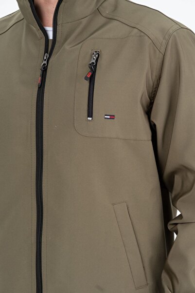 Marjinal City Εποχιακό ανδρικό παλτό με επένδυση από χακί πουκάμισο, αδιάβροχο και αντιανεμικό