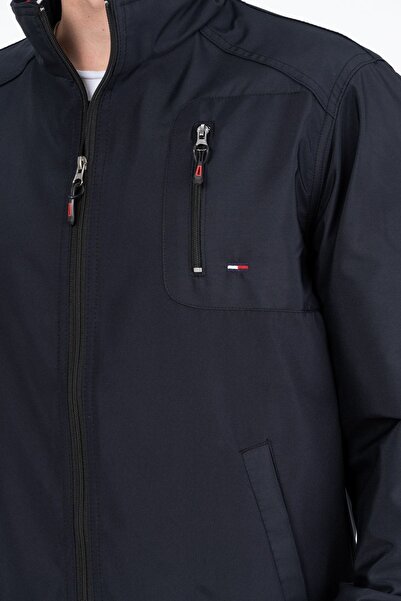 Marjinal City Темно-синє водо- та вітрозахисне сезонне чоловіче пальто з внутрішньою підкладкою з гомлека