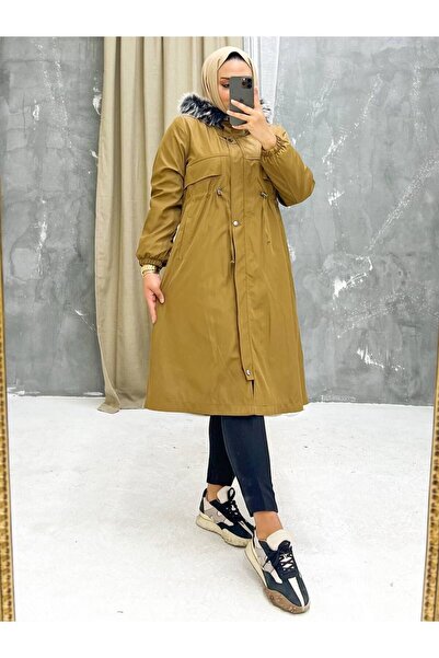 Vibeys Collection Tan Furry And Waterproof Γυναικείο Χειμερινό Παλτό & Παλτό