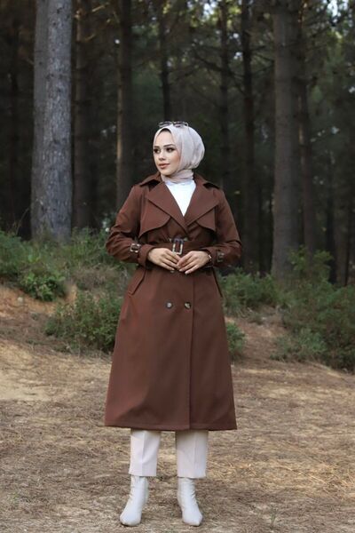 Vibeys Collection Αδιάβροχη γυναικεία καμπαρντίνα με επένδυση στη μέση και ζώνη