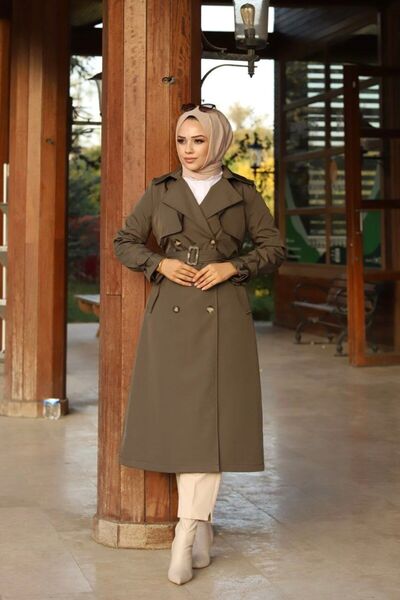 Vibeys Collection Αδιάβροχη γυναικεία καμπαρντίνα με επένδυση στη μέση και ζώνη