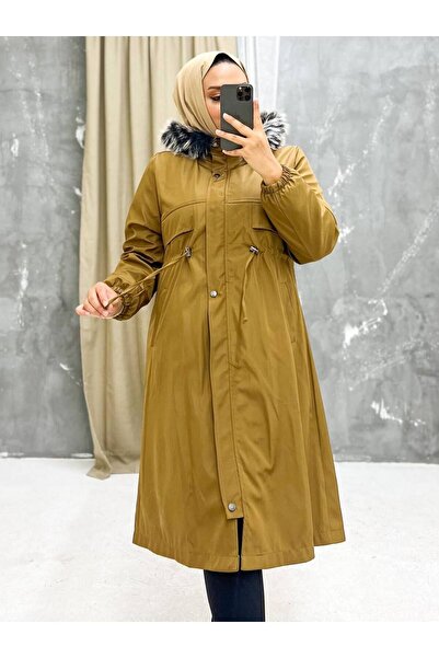 Vibeys Collection Tan Furry And Waterproof Γυναικείο Χειμερινό Παλτό & Παλτό