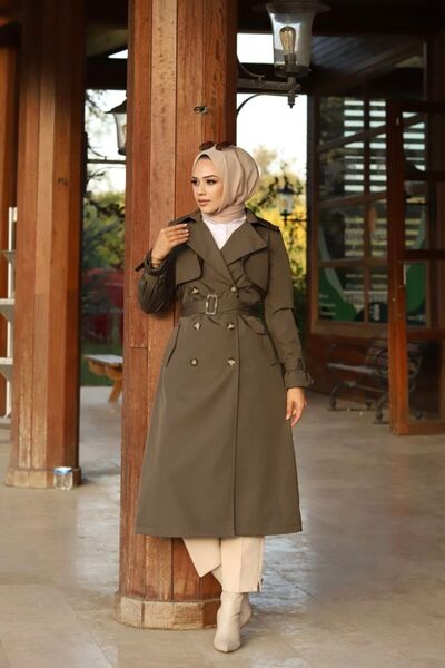 Vibeys Collection Αδιάβροχη γυναικεία καμπαρντίνα με επένδυση στη μέση και ζώνη