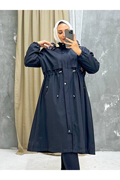 Vibeys Collection Black Fur Lined and Waterproof Large Size Oversize Women's Winter Coat & Coat