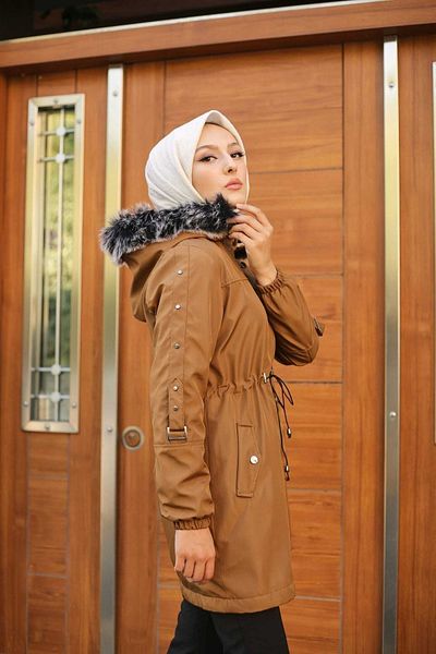 Vibeys Collection Ταν Γούνινο Εσωτερικό και Αδιάβροχο Χειμερινό Παλτό & Παλτό