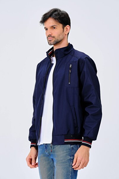 Marjinal City Темно-синє водо- та вітрозахисне сезонне чоловіче пальто з внутрішньою підкладкою з гомлека