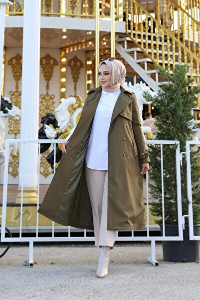 Vibeys Collection Αδιάβροχη γυναικεία καμπαρντίνα με επένδυση στη μέση και ζώνη