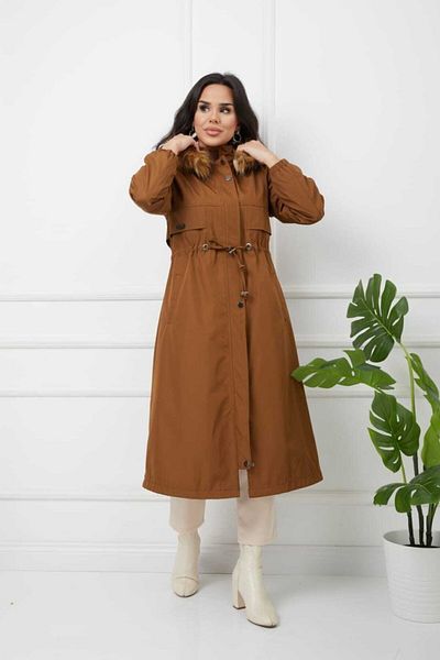 Vibeys Collection Tan Furry And Waterproof Γυναικείο Χειμερινό Παλτό & Παλτό