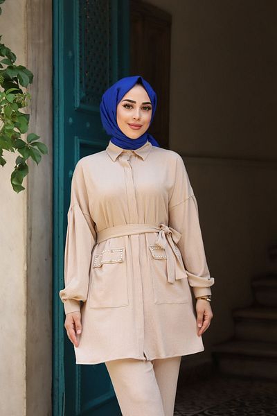 Vibeys Collection Ζωντανό διπλό κοστούμι με μαργαριταρένιες τσέπες