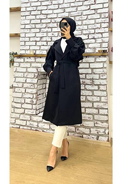 Vibeys Collection Тренчкот от плат дабил с яка тип риза, връзка на талията и ...