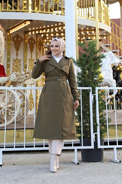 Vibeys Collection Αδιάβροχη γυναικεία καμπαρντίνα με επένδυση στη μέση και ζώνη