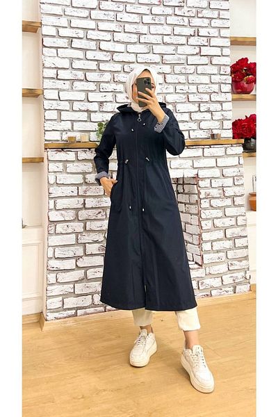 Vibeys Collection Trench pentru femei, cu dungi în interior și auto-căptușit, impermeabil