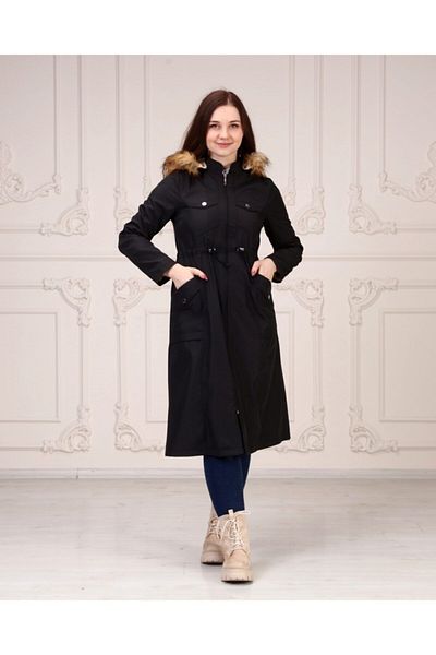 Vibeys Collection Μαύρο Γούνινο Εσωτερικό και Αδιάβροχο Γυναικείο Χειμερινό Παλτό & Παλτό