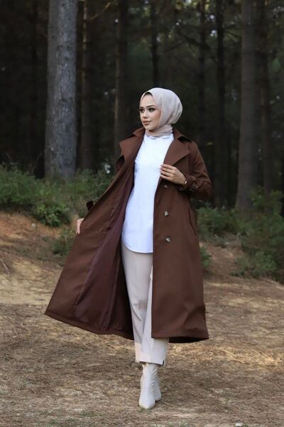 Vibeys Collection Αδιάβροχη γυναικεία καμπαρντίνα με επένδυση στη μέση και ζώνη