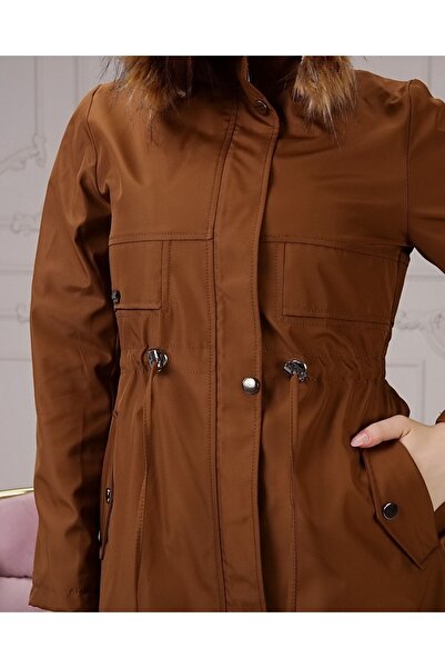 Vibeys Collection Зимно палто и яке с подплата от кожа, кафяво и водоустойчиво