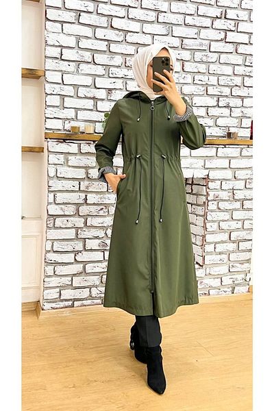 Vibeys Collection Striped Inside and Self Lined Waterproof Women's Trench Coat