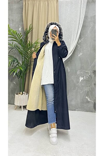 Marjinal City Синій з хутром всередині та водонепроникний повний жіночий зимовий пальто та куртка