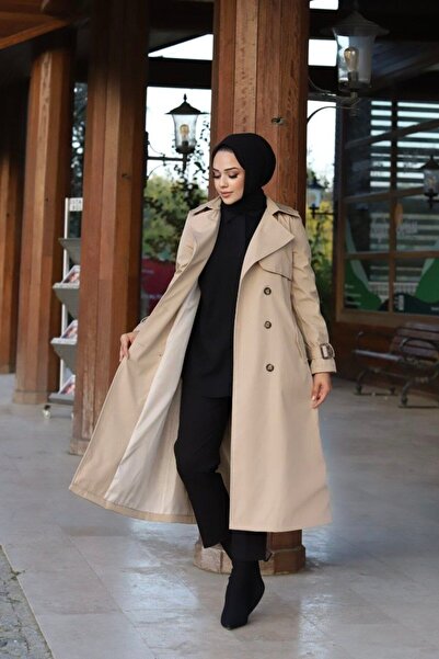 Vibeys Collection Αδιάβροχη γυναικεία καμπαρντίνα με επένδυση στη μέση και ζώνη