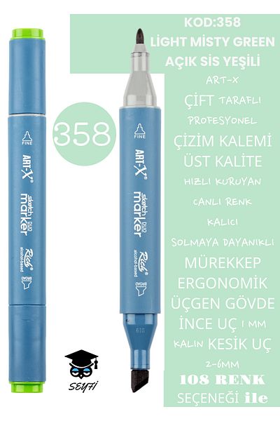 Rich Professional Double Tarfine Fine Tip Ink Permanent Drawing Pen - Sketch 2-6mm, Long Sketch 1mm