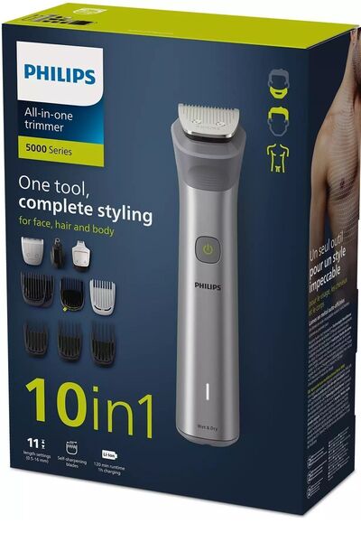 Philips 10 in 1 Çok Amaçlı Traş Bakım Seti Islak Kuru Kullanma, Beyaz