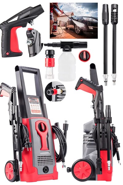 DEKO TURKEY Yüksek Basınçlı 150Bar 3000W Çok Fonksiyonlu Bahçe ve Oto Yıkama Makinesi  5Mt Hortum Köpük Tabanca
