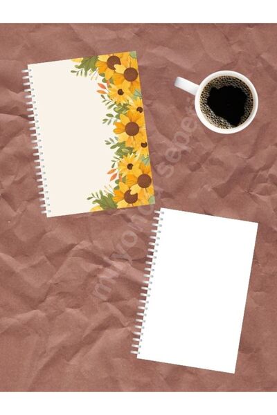 Milyoncu Sepeti Spiralli Çizgisiz Defter - Ayçiçeği Tasarımlı - A5 Boy  100 S...