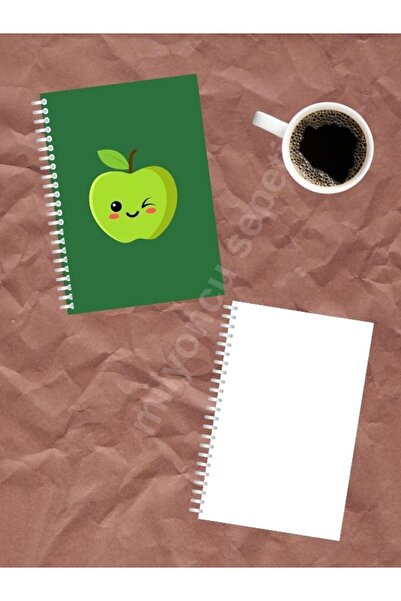 Milyoncu Sepeti دفتر ملاحظات حلزوني غير مبطن - تصميم أبل - حجم A5 100 صفحة