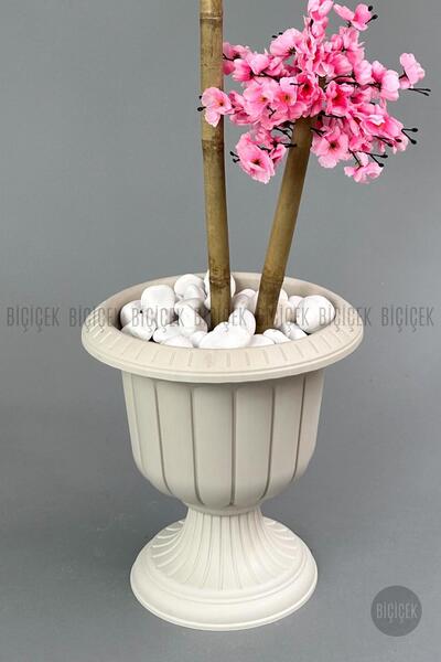 BİÇİÇEK Yapay Ağaç Doğal Bambu Gövdeli Japon Ağacı Pembe Bahar Dalı Ağacı 125cm