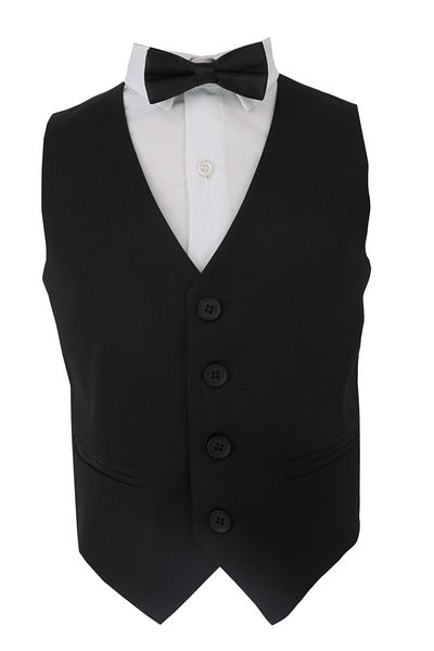 SIRRI DOCTOR JUNIOR Boy's Vest - Black Plain Fabric, For Elegance and Comfort