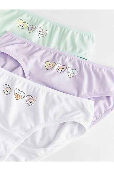LC Waikiki LCW Kids Printed Cotton Girls' Panties 3-Piece