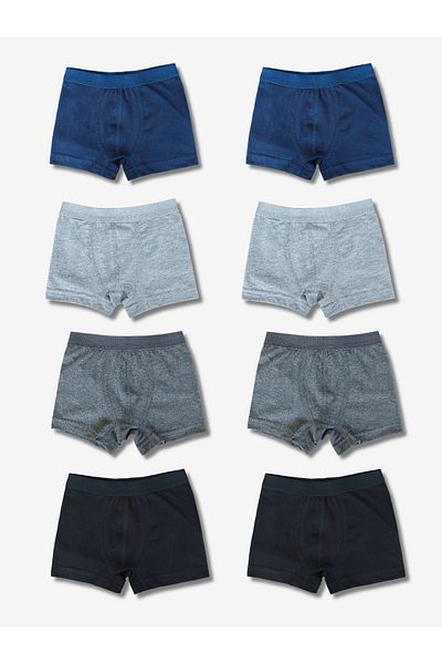 Perakids Boy's Navy Blue Black Gray Boxer Briefs Underwear Set of 8