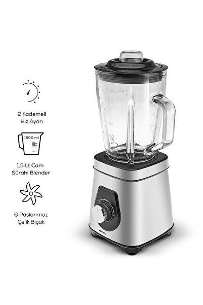 Karaca smothiler, milkshakeler, sebze suları Buz Kırıcı 1,5 Lt CAM Hazneli SmoothieBlender 1200W İNOX Gövde
