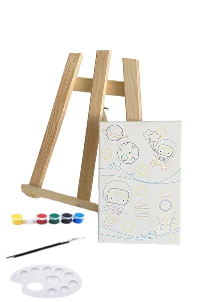 Muar Ressam Seti, Mini Şövale, 20 X 30 Cm Önçizimli Tuval, Çocuklar Için Resi...